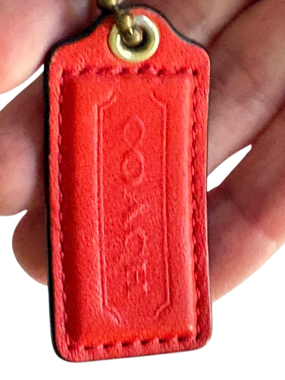 COACH Red Leather Brass Chain Replacement Purse Handbag Hang Tag USA